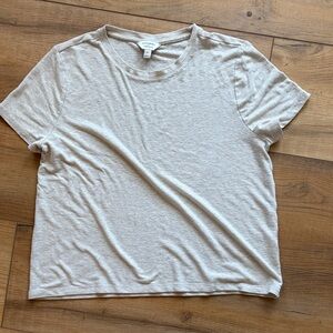 Banana Republic Linen Blend Cream Short-Sleeve Crewneck Tee